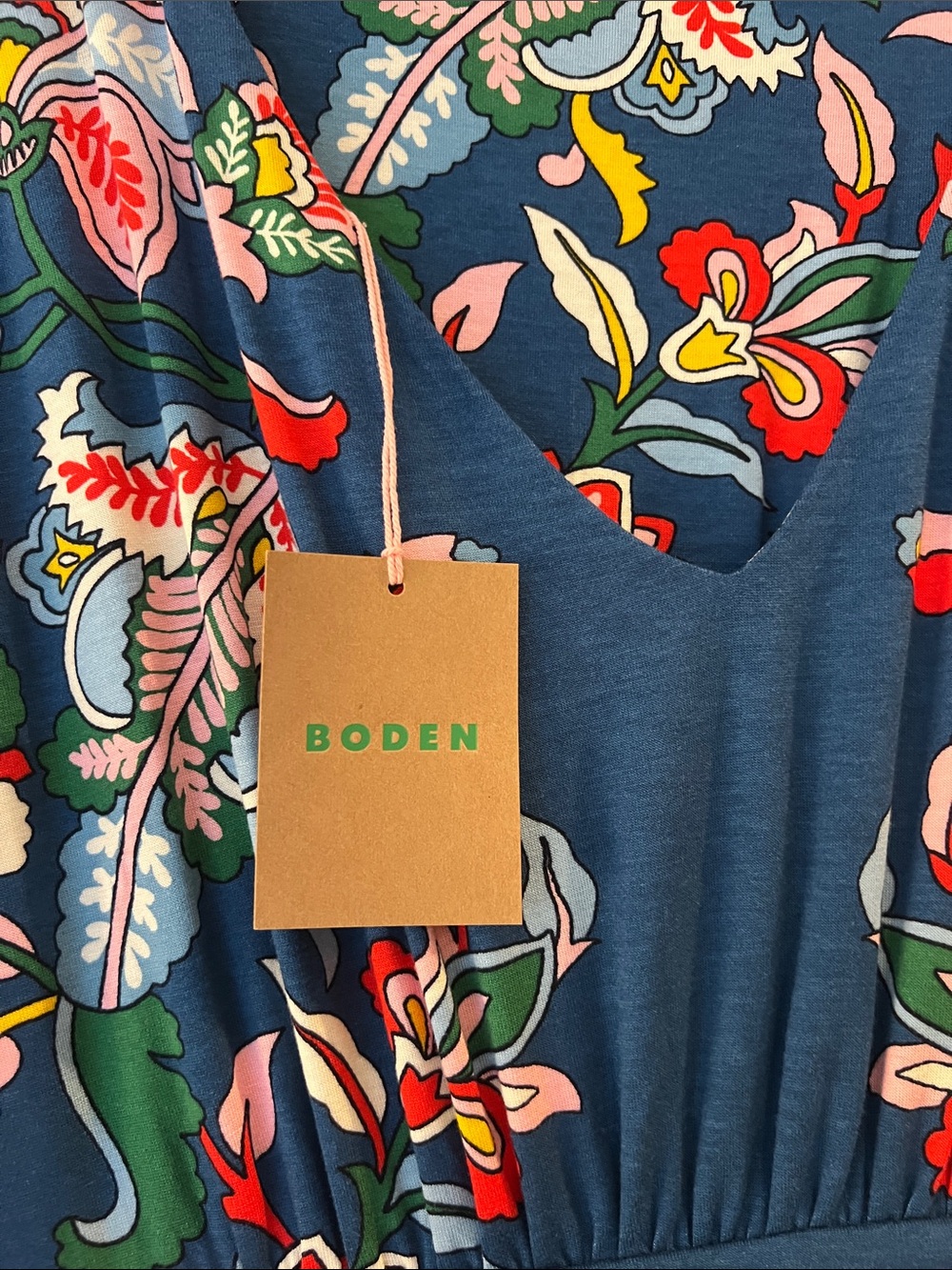 Boden Navy Floral Maxi Dress with Pink and Red Accents - Picture 2 of 6